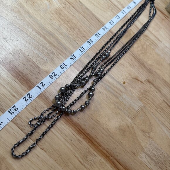 J.Crew Long Layered Statement Necklace With Silver-Tone Beads & Chains - Picture 10 of 15